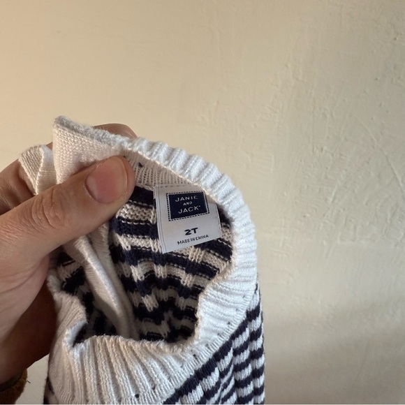 Janie and Jack Mockneck Striped Sweater Dress Navy and White Size 2T - Picture 9 of 10